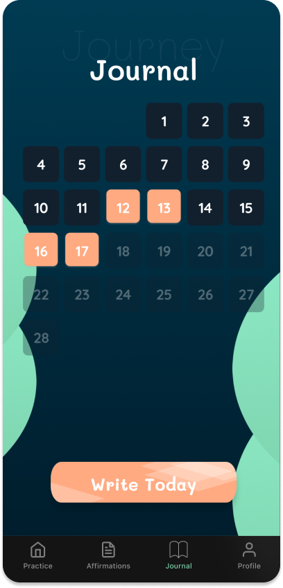 Affirm Me journal calendar view